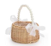 Panier en rotin avec poignée pour demoiselle d'honneur, panier de rangement tissé à la main pour biscuits, bonbons, fruits, paniers à fleurs pour Noël, Pâques, fête, maison, jardin, décoration de