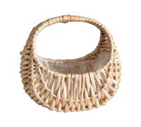 Panier en rotin en forme de demi-lune tissé à la main avec doublure en plastique pour d ' intérieur et rangement à domicile, panier rond flexible