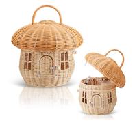 Panier en Rotin fait main en forme de champignon pour rangement de jouets, organisation extérieure et décoration intérieure