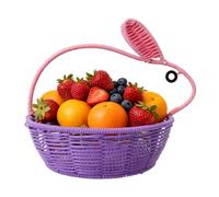 Panier en rotin synthétique tissé avec poignée en forme de lapin, paniers de rangement tissés, paniers de rangement tissés pour cuisine, chambre, table de pique-nique, fête
