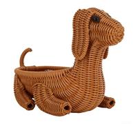 Panier en rotin tressé en plastique pour l'organisation de la maison, fruits, légumes, jouets, serviettes, linge et autres petits articles ménagers (chien)