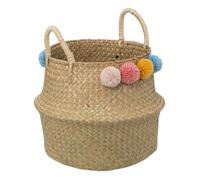 Panier enfant pompons ""Bulda"" D33cm beige - Atmosphera createur d'interieur