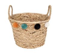 Atmosphera Panier de rangement Pompons en roseau 41 cm Naturel