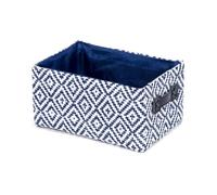 Compactor Panier Enzo Taille S - 23,5x16x12(h) cm, Bleu - Rangement en Papier avec Base Rigide en Carton et revêtement en Tissu coordonné