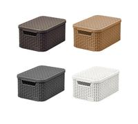 Curver | Rangement Style Aspect rotin M + Couvercle, Anthracite, Storage Others, 39,7x29x18,7 cm