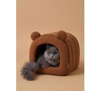 Panier fermé pour chat en sherpa camel TU