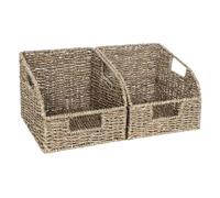 Panier festonné, petits paniers de rangement en osier, paniers tissés à la main pour étagères, paniers naturels pour organiser vert (25 x 21 x 19 cm) (taille : 2 pièces)