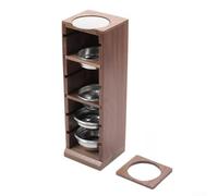 Panier filtrant pour bol à expresso conçu pour les paniers porte-filtres de 51/53/58 mm avec six emplacements et un écran de rangement supérieur, bois naturel pour plus de durabilité (B)