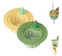 Panier filtrant pour lavabo en Forme de Cactus, Panier à vidage Automatique par Simple Pression, Panier Anti-Obstruction pour lavabo, système de vidange pour lavabo de Salle de Bains (C+D)