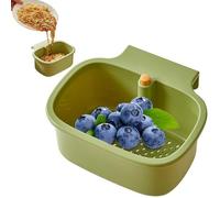 Panier-filtre d'évier de cuisine, crépine de cuisine suspendue avec couvercle à bouton-poussoir, récupérateur déchets alimentaires amovible pour légumes, fruits, décoration verte