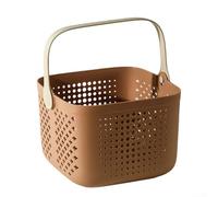 Panier fourre-tout portable avec poignée, conçu avec des trous de drainage et des coussinets surélevés pour garder le contenu au sec, convient pour plusieurs besoins de stockage (marron)