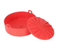 Panier Friteuse, Panier en Silicone pour Accessoires de Friteuse Accessoire Air Fryer Pot pour Friteuse à Air Doublure de Four à Friteuse à Air Ronde - 19x5.5cm(Rouge)