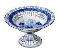 Panier Fruit Décor de table Assiette De Fruits Creuse En Céramique Bol De Bonbons En Porcelaine Ronde Chinoise Plat De Fruits Décoration De La Maison Corbeille à fruit ( Blue : Blu , Size : 31*31*17cm