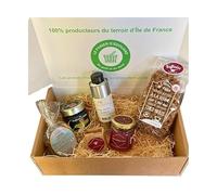 PANIER GARNI - Colis gourmand - Panier cadeau - Coffret : la Box de l'Essonne. Découvrez 6 produits issus de l'artisanat de ce département !