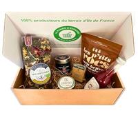 PANIER GARNI - Colis gourmand - Panier cadeau - Coffret - Les "Gourmandises sucrées-salées" : 6 produits de qualité issus des producteurs d'Île de France !