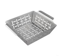 Panier grill carré en acier inoxydable pour légumes et petits morceaux de viande, design innovant ventilé pour cuisson au barbecue (grand)