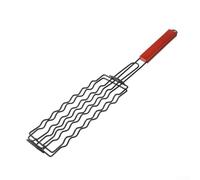 Panier grill en acier inoxydable avec poignée en bois résistant à la chaleur, support verrouillable pour 6 hot-dogs, compatible avec gaz, charbon de bois, porcelaine