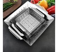 Panier Grille Acier 35x31cm pour Weber Panier Grille Acier 35x31cm((small)) | Acier inoxydable pour robuste, maille fine empêche pour chute aliments, compatible grils pour weber, lavable