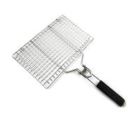 Panier Grille pour Barbecue, Panier à Griller Portable en Acier Inoxydable, Panier de Gril Pliable avec Poignée en Amovible pour Steak Crevettes Viande Poisson rôti Légumes, 32x21.5 cm, S