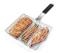 Panier Grille pour Barbecue, Panier à Rôtir à Poisson, Portable, Pliable avec Poignée, Accessoires de Barbecue, Grille de Barbecue Portable pour Poisson Légumes Steak de Crevettes(32 x 22,5 x 4 cm)