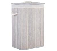 Panier Gris Clair en Bambou 60 cm avec Couvercle Rectangle Corbeille à Linge Komari
