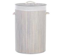 Panier Gris en Bambou Coton et Viscose 60 cm avec Couvercle Corbeille à Linge Sannar