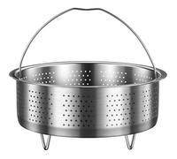 Panier inox universel avec poignée, trous uniformes, compatible cuiseur riz, poêle, autocuiseur - support inclus
