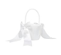 Panier ivoire avec anses en perles, panier à fleurs en satin pour bouquetière, panier de mariage, cérémonie, fête