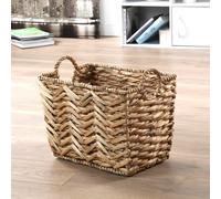 CALICOSY - Panier Jacinthe d'eau - Haut - Armature Métal - Fibres Naturelles - Avec Poignées Rondes - Panier De Rangement Pour Dressing, Chambre, Séjour - Petit Modèle - L 40 x l 28 x H 30 cm