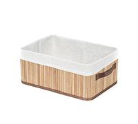 Compactor - Panier de Rangement Déco en Bambou, tissu intérieur amovible, ambiance Spa, idéal pour décoration et organisation de la salle de bain, cuisine, armoire chambre, dressing, étagère bureau