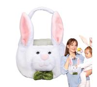 Panier lapin de Pâques, seau de Pâques avec lapin | Seau à bonbons en forme de lapin en peluche avec de longues oreilles en peluche - Sacs portables pour la chasse aux u