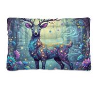 Panier lavable pour chien Motif cerf Enchanted Safari Collage Tapis doux antidérapant pour chiens de petite, moyenne et grande taille 91,4 x 61 cm