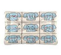 Panier lavable pour chien Motif éléphants bleus mignons de dessin animé Bleu 91,4 x 61 cm