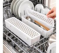 Panier lave-vaisselle pour Electrolux EES48320L, lot de 2 | 2 paniers blancs allongés avec couvercle à clip et structure ajourée pour maintenir les petits ustensiles pendant le lavage.