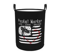 Panier Linge Employé De La Poste Vivre Aimer Livrer Avec Poignée Corbeilles À Linge Pliable Bac De Rangement Pour Salle De Bain Jouets Dortoir 34X42Cm