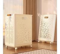 Panier Linge Sale Pliables, Laundry Basket À Roulettes, Bacs À Linge en Plastique, pour Chambre, Résidence Universitaire et L'organisation de Salle de Bain(38x21x50cm/14.9x8.2x19.6in)