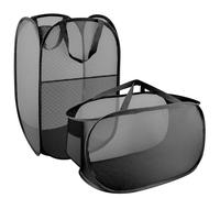 Panier Linge Sale sac Panier à Linge pliable,Grand panier à linge pliable en maille Pop Up,Lot de 2 paniers à linge en maille pliable et portable pour chambre à coucher (Noir)