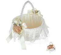 Panier Mariage, Panier à Fleurs Mariage, Panier De Fille De Fleur, Panier De Mariage Fille De Fleurs, Pour La Décoration De Mariage, Fête Festival De Mariage Accessoires De Photographie (Blanc,A)