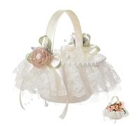 Panier Mariage, Panier à Fleurs Mariage, Panier De Fille De Fleur, Panier De Mariage Fille De Fleurs, Pour La Décoration De Mariage, Fête Festival De Mariage Accessoires De Photographie (Blanc)