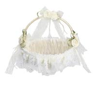 Panier Mariage Panier Mariage, Panier Fleur Mariage, 22 * 22cm, Blanc Cassé | Panier de Fleur, Panier Mariageavec Poignée Pliable, pour Cérémonie de Mariage, Décoration de Fête