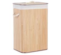 Panier Marron Clair en Bambou 60 cm avec Couvercle Rectangle Corbeille à Linge Komari