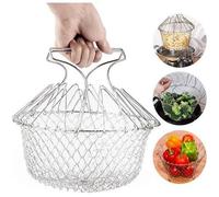 Panier Métal De Cuisson Rinçage Vapeur Pâtes Frites Légumes Salade Filet Passoire Pliable Cuisine Chef