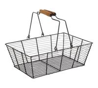 Panier métal rectangle 2 anses métal & bois PAM2010 33x23x11 Cm