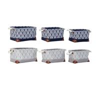 Panier multi-usages DKD Home Decor Blanc Marron Gris Bleu marine Feuille de plante Boho 40 x 30 x 24 cm Kunststof