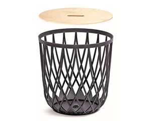 Panier multifonctionnel 35L Prosperplast Uniqubo en plastique de couleur anthracite 39 (L) x 39 (l) x 40 (H) cm avec couvercle en bois