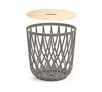 Panier multifonctionnel 35L Prosperplast Uniqubo en plastique gris 39 (L) x 39 (l) x 40 (H) cm avec couvercle en bois