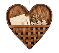 Panier Mural en Osier Cœur Tressé Rustique Boho avec Corde | Jardinière Mural en Bois pour Petits Objets Maison d Hôtes Café Boutique