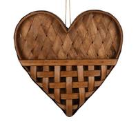 Panier Mural en Osier Cœur Tressé Rustique Boho avec Corde | Jardinière Mural en Bois pour Petits Objets pour Entrée Maison Ferme Maison d'Hôtes Café Intérieur