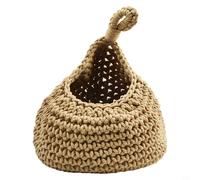 Panier mural suspendu pour légumes et fruits - Organisateur de rangement en corde de coton tissée à la main - Étagère de cuisine respirante pour oignon, ail, pommes de terre - Rustique (F(28 x 35 cm)