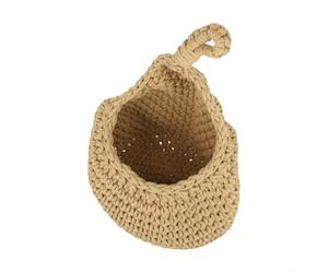 Panier mural suspendu pour légumes et fruits - Organisateur de rangement en corde de coton tissée à la main - Étagère de cuisine respirante pour oignon, ail, pommes de terre - Rustique (E(25 x 31 cm)